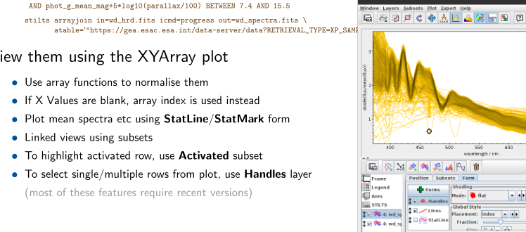 A part of a presentation slide, containing the sentence “to select single/multiple rows from plot use Handles layer