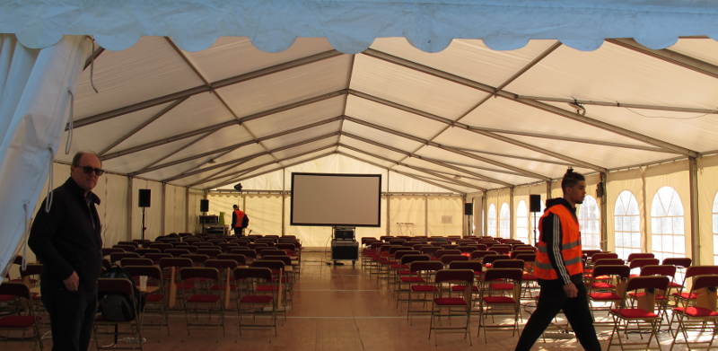 Interior of a large tent
